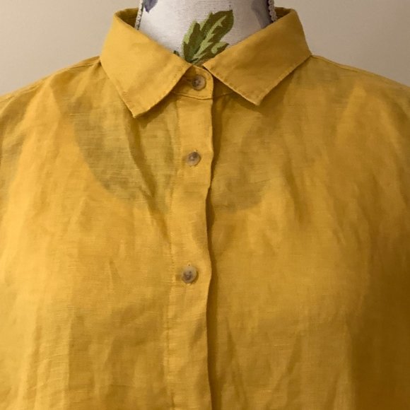 Linen UNIQLO Women's Long Sleeve Button Shirt Yellow  Size XL - Picture 4 of 4